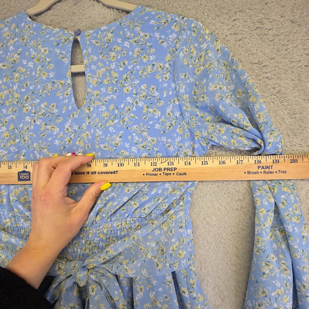 Japna Dress Womens S Blue Tiered Floral Boho Coastal Milkmaid Cottagecore Dainty - Picture 10 of 16